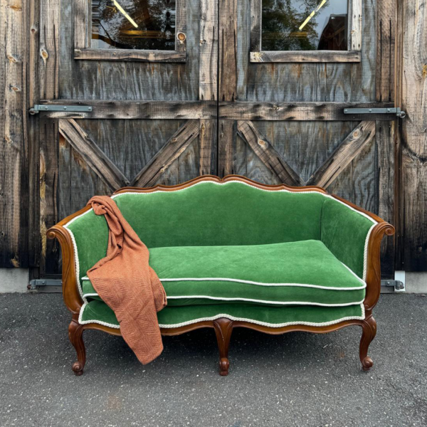 Emerald Green Velvet Victorian Settee