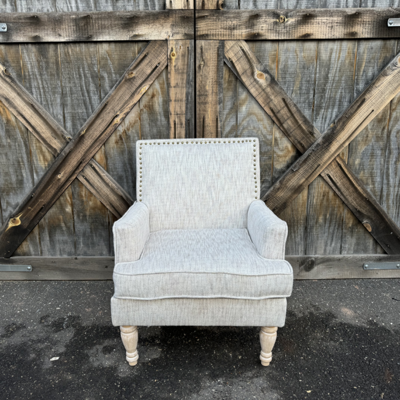 Grey Chair with Button Trim