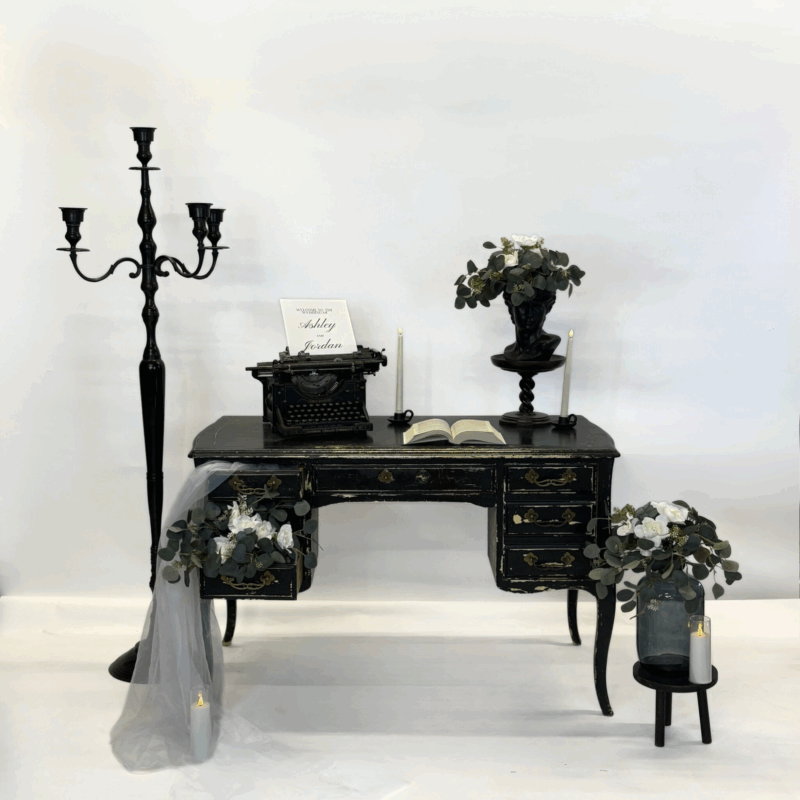 Black Distressed Vintage Desk - Image 2