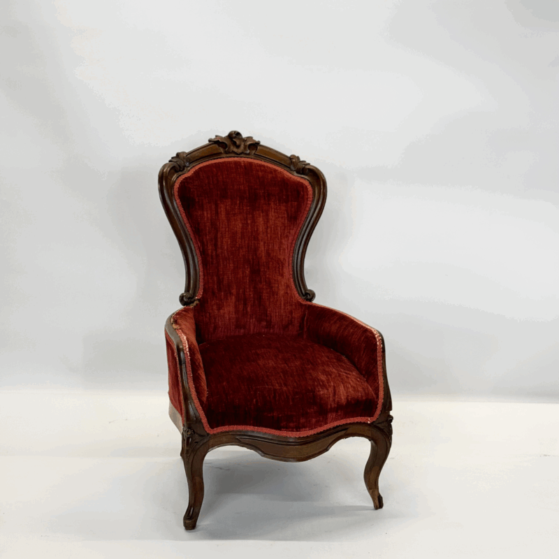 Vintage Red Velvet Victorian Chair