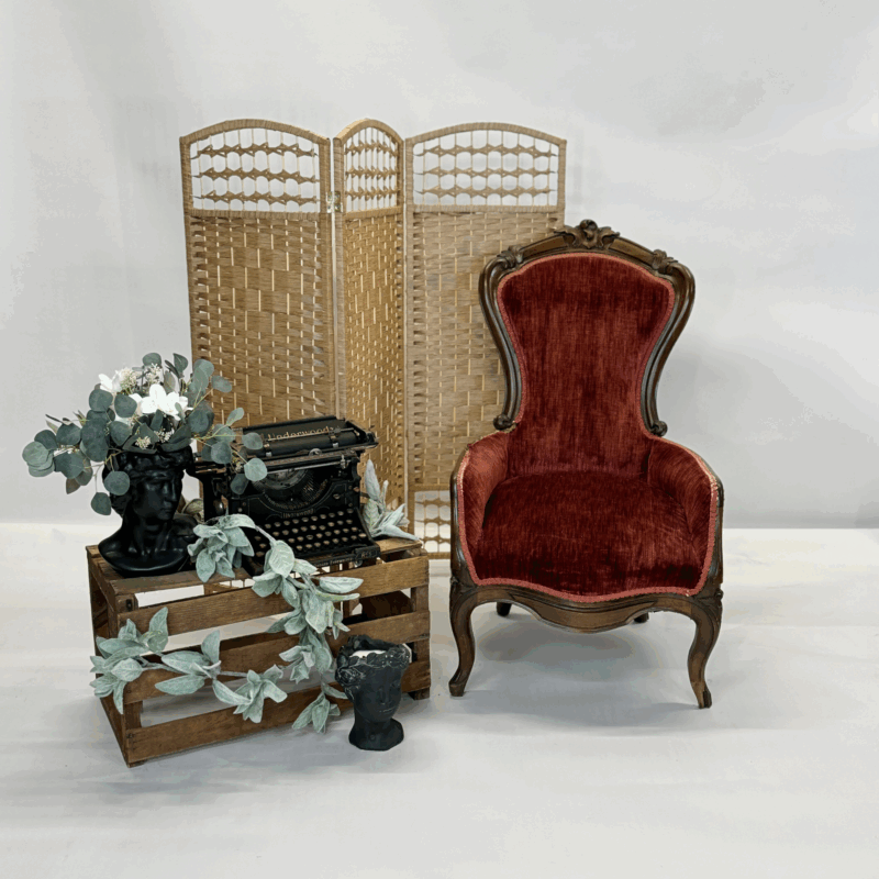 Vintage Red Velvet Victorian Chair - Image 2