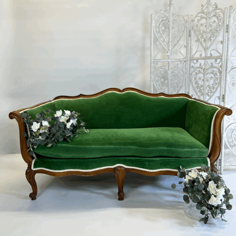 Emerald Green Velvet Victorian Settee