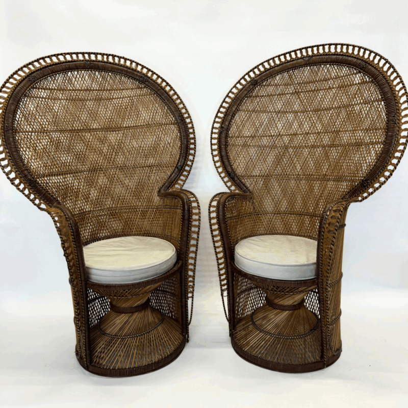 Vintage Wicker Peacock Chairs