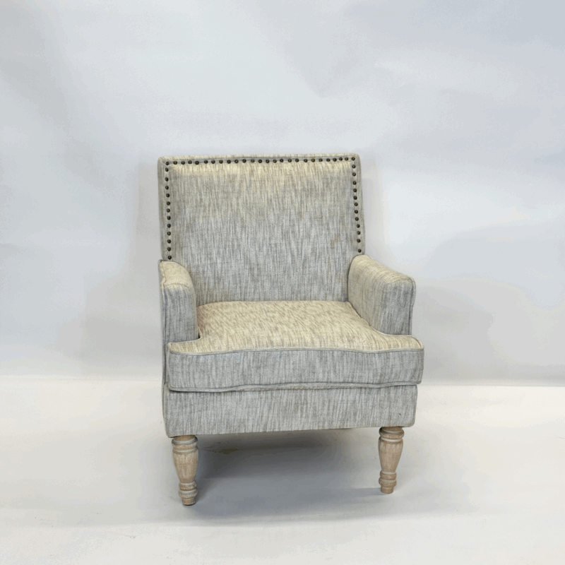 Modern Grey Lounge Chair with Button Trim