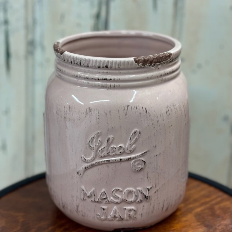 Large Pink Mason Jar Vase