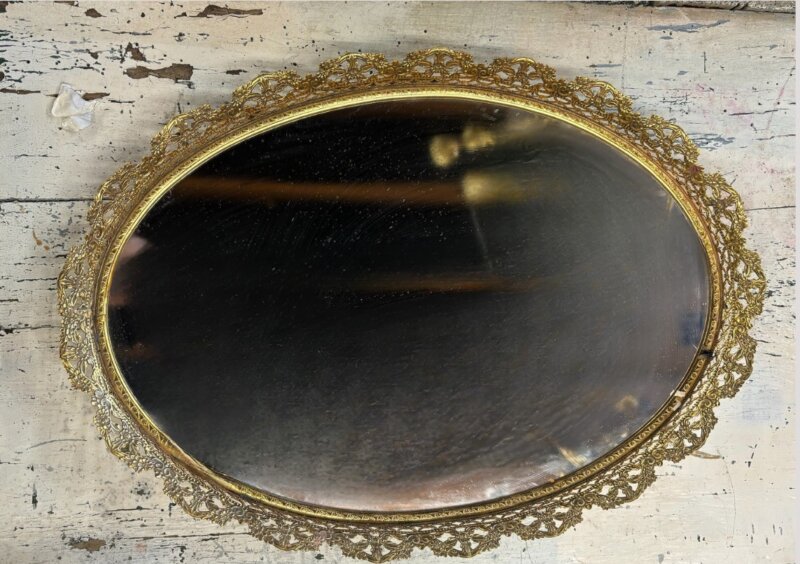 Vintage Gold Mirror Tray