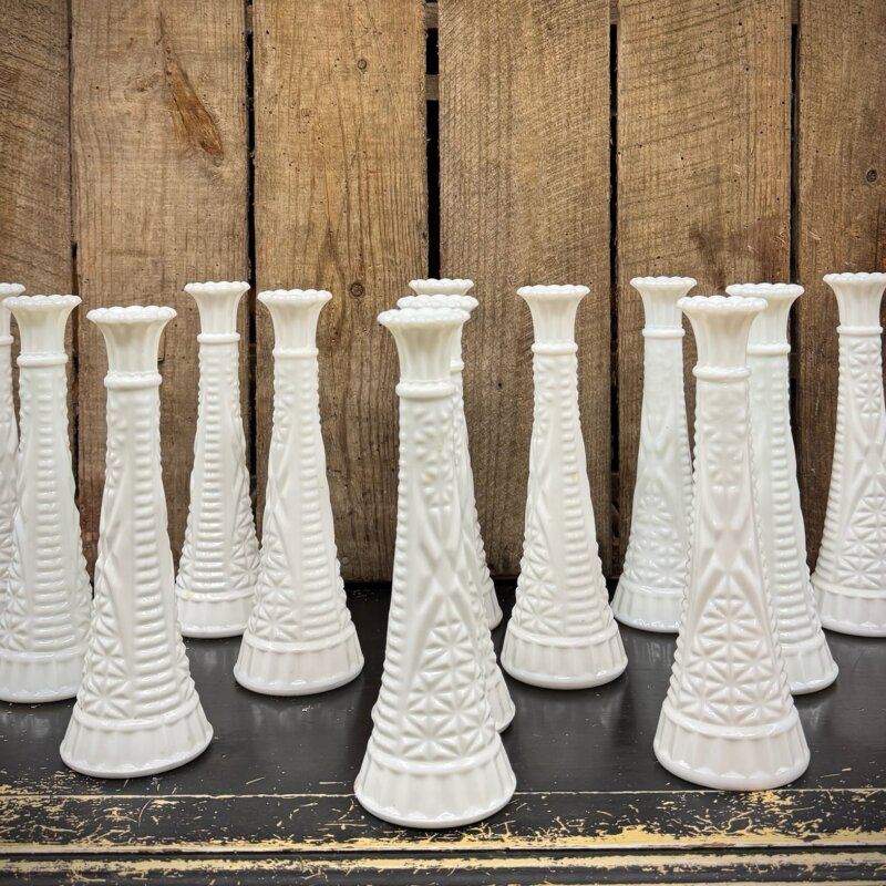 Assorted Milk Glass Vases (Set of 13)
