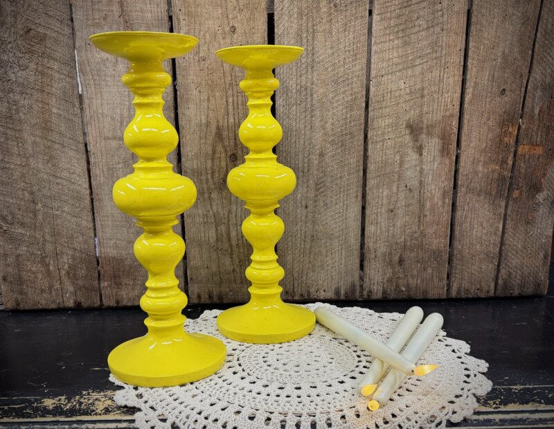 Yellow Candle Holders (Set of 2)