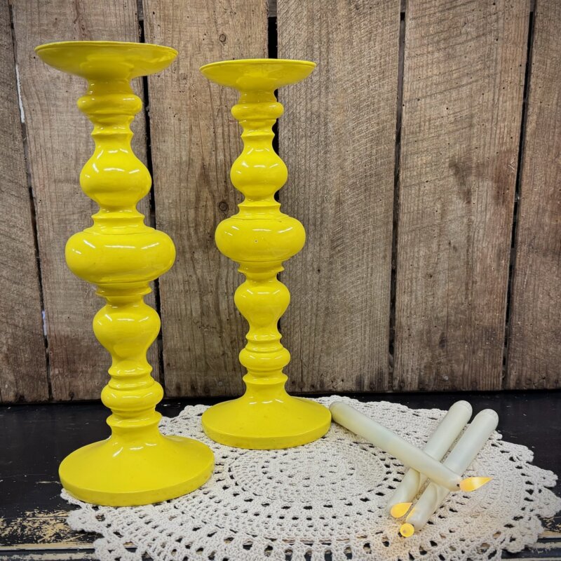 Yellow Candle Holders (Set of 2)