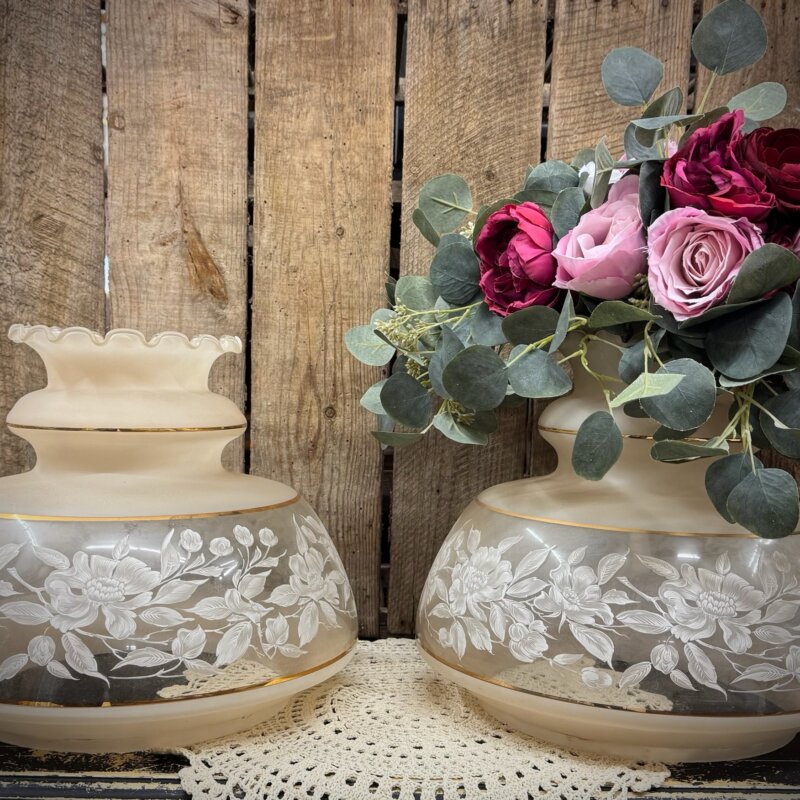 Large Vintage Hurricane Lamp Globe Vases