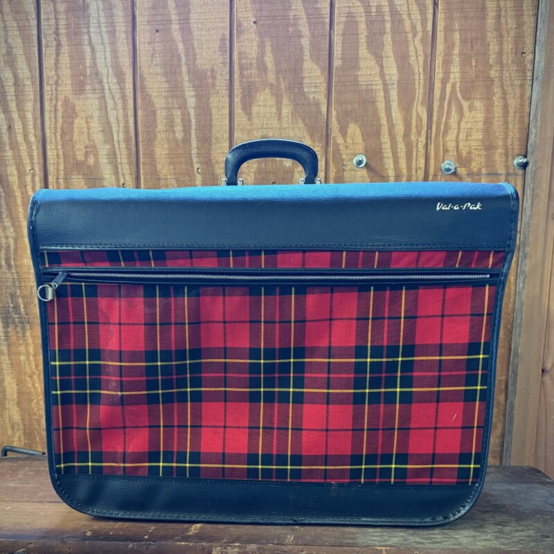 Red Plaid Vintage Suitcase