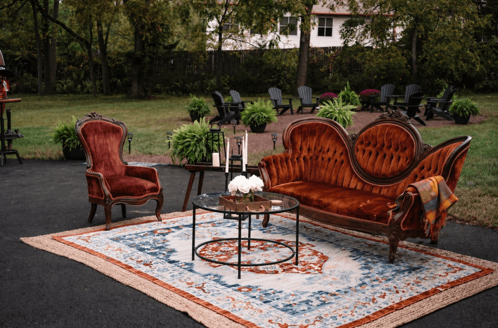 Lounge set up at Lochwood Manor, a wedding venue in Skippack, PA