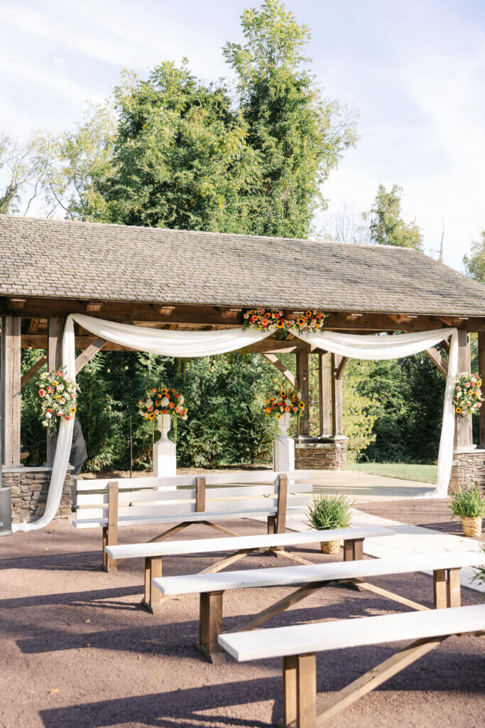 Outdoor wedding ceremony at Lochwood Manor in Skippack, PA