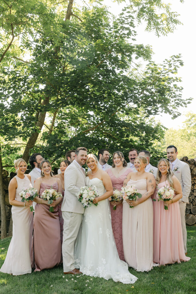 Wedding party on the grounds at Lochwood Manor, a barn venue in Montgomery County PA