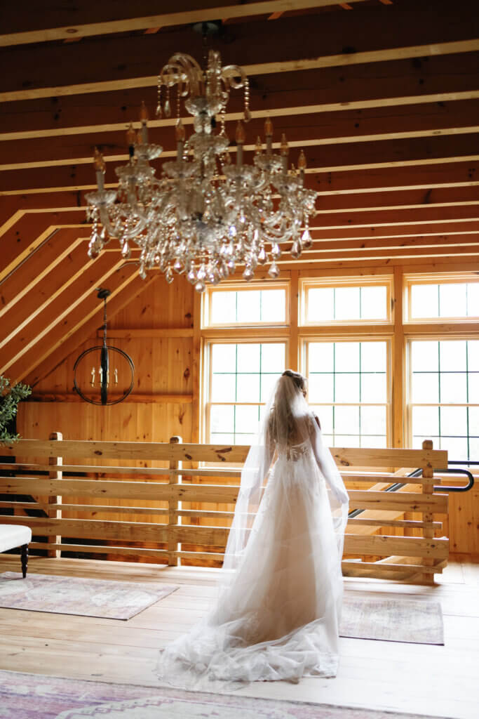 Bride getting ready in the bridal suite at Lochwood Manor